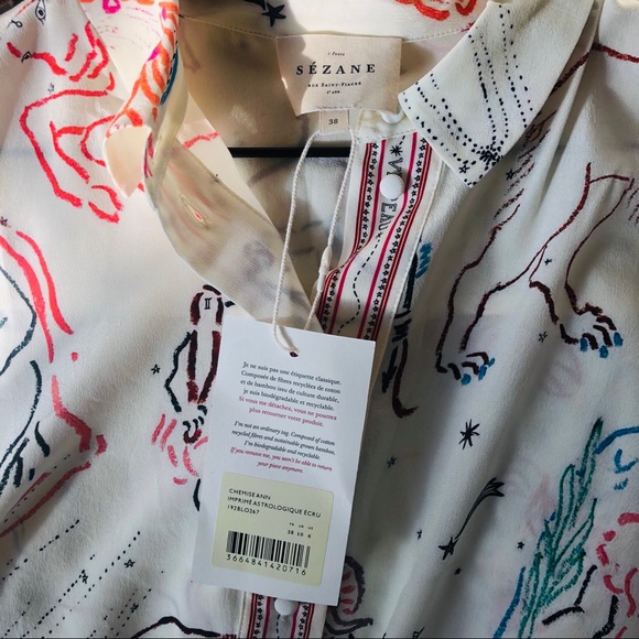 NWT Sézane Ann Astrology Blouse Size 38 - Picture 11 of 12